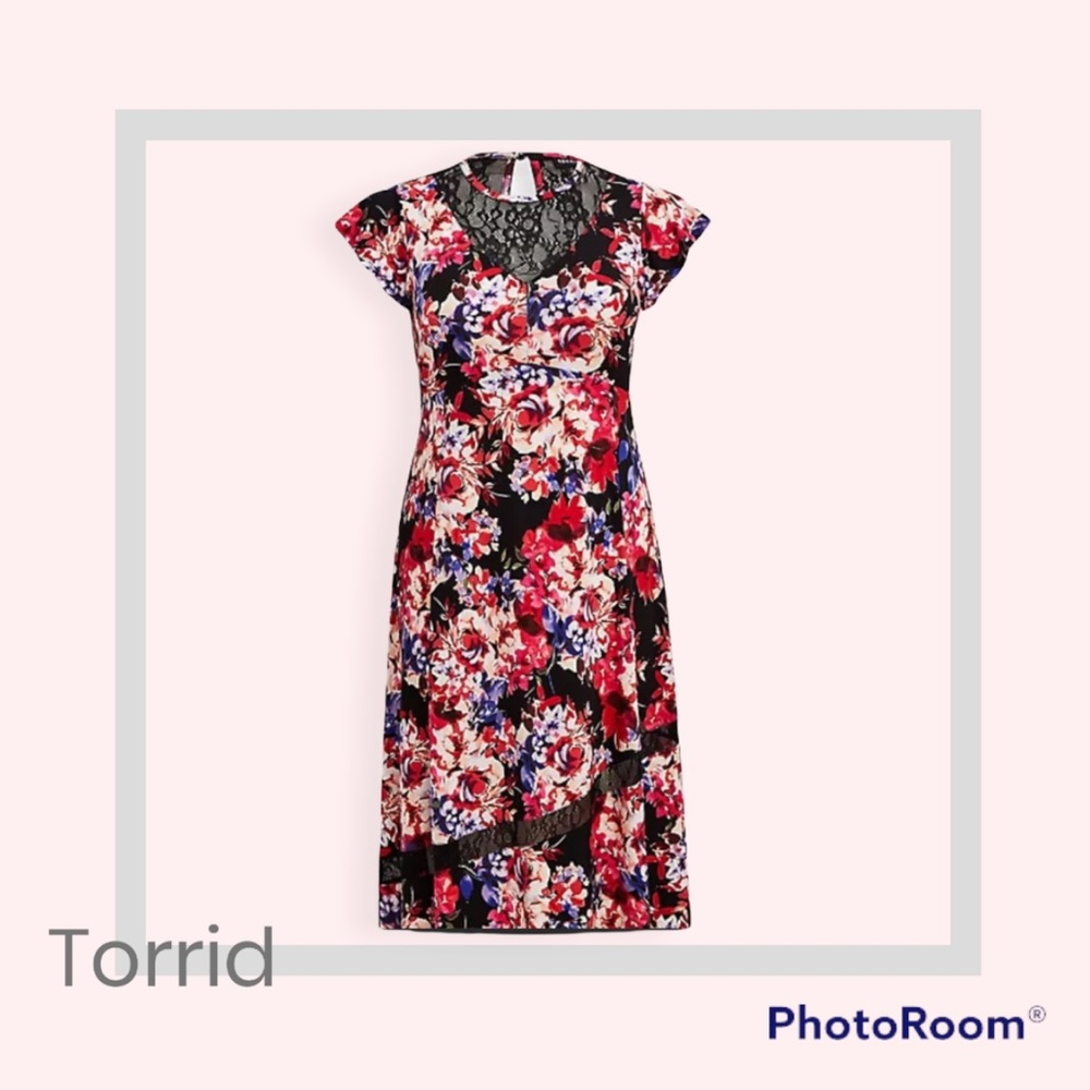 Torrid MIDI Dress skater style with floral design